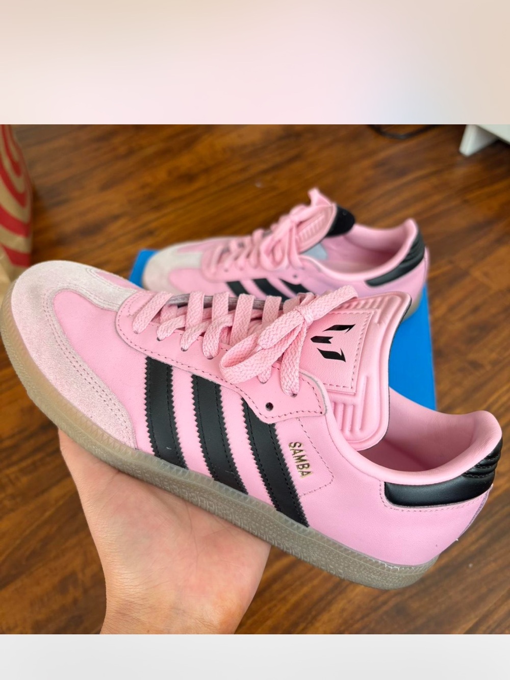 adidas Pink and Black Women's samba Messi Athletic Sneakers - Picture 2 of 5